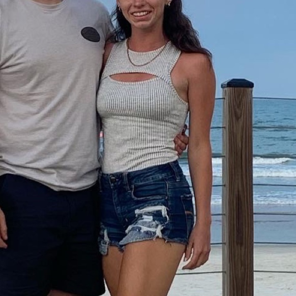 Striped Cutout Tank Top